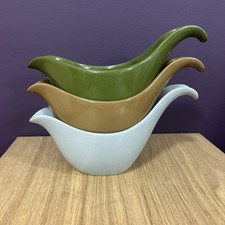 Three Vintage Midwinter Stylecraft Fashion Shape Gravy / Sauce Boats Stacking