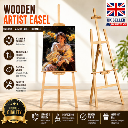Artist studio painting - artist, easel