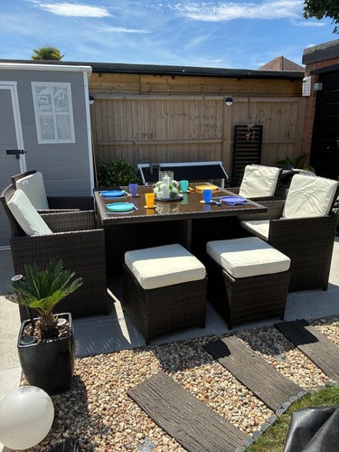 Patio rattan set table - rattan,
