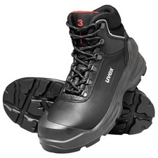 Uvex 3 Safety Boots Quatro Black Leather S3 SRC Composite Toecap Steel Midsole