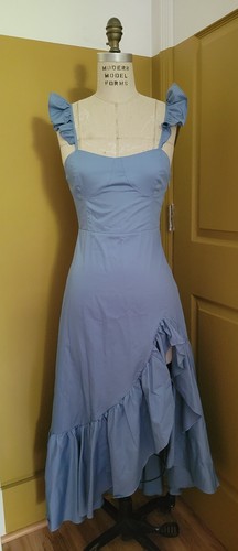 Sky blue ruffle asymmetrical - blue,