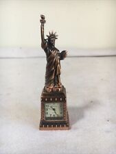 Vintage Minghua Small Metal Statue Of Liberty Desk Clock 