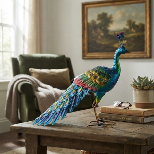 Metal peacock statue garden - metal,