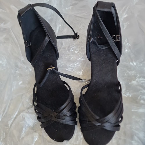 Black satin latin dance shoes - satin,