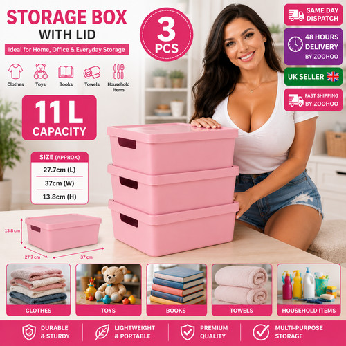 Pink 11l plastic storage - x,