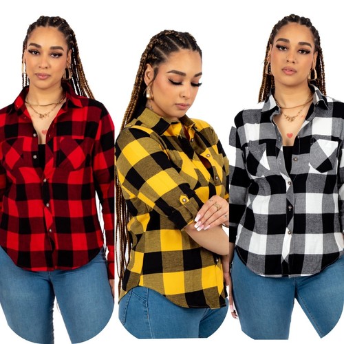 Women check long sleeve - women's,