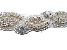 Beautiful Ivory Satin Diamanté Embellished Bridal Sash Belt - New In Box