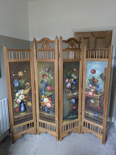 Old pine hand painted folding - hand,
