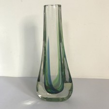 Vintage Murano Seguso Sommerso Glass Bud Vase Blue & Green 1960's / 70’s 20cm