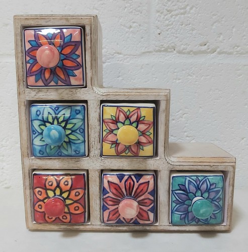 Multi coloured stepped ceramic - coloured,