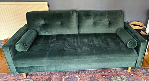 Green velvet seater sofa - green,