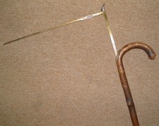 Antique Swaine Rustic Hazel 17HH Horse Measuring Walking Stick With Crook Handle