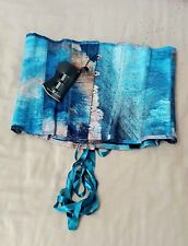 Blue Watercolour Underbust Steel Boned Corset