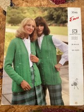 Womens Knitting Patterns DK Cardigan & Waistcoat 38-48” Emu 3046