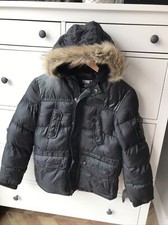SONNETI BOYS PARKA COAT PUFFER JACKET 10-12 YEARS BLACK FUR HOOD VGC