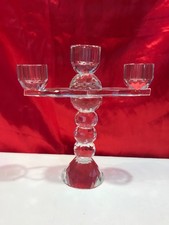 CUT GLASS CRYSTAL 3 CANDLE CANDELABRA SEE DESCRIPTION