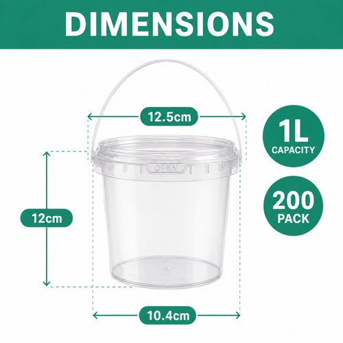 Litre plastic tubs with lids - 1,