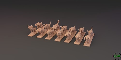 Beastmen beasthounds 10mm - beastmen,
