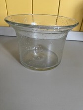 Modern French Clear Glass Biot Bowl / Flower Pot Bubble 14cm wide 14cm tall