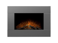 Adam Carina Electric Wall Mounted Fire + Logs & Remote Control Satin Grey, 32"