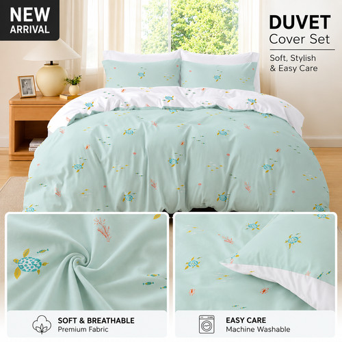 Aqua turtle duvet cover - turtle,
