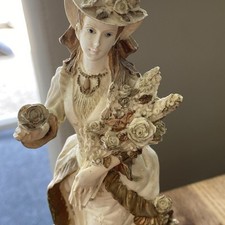 Lady With Bouquet Regency Fine Arts On Wooden Plinth