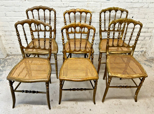 Set antique gilt painted - 6,