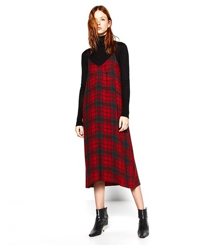 Zara red tartan - zara, slip