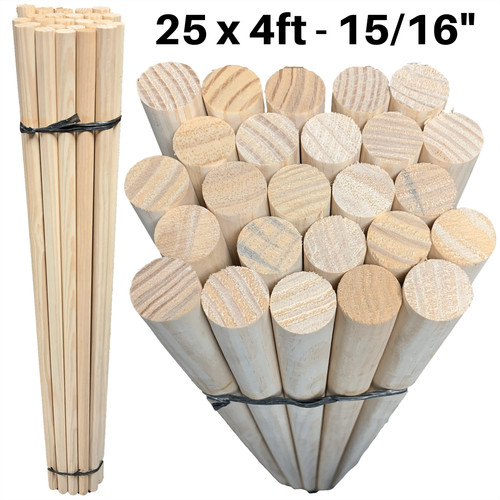 Wooden broom handles long 25x - long,