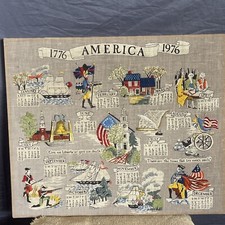 US Bicentennial Society Finished Crewel Needlepoint Calendar Erica Wilson 76