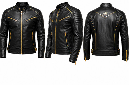 Men black leather - black, jacket