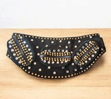 Vintage Statement Studded Diamante Bum/Fanny Bag Cowgirl Western Suede/Elastic. 