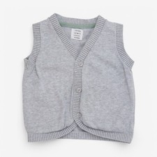 John Lewis, Sweater Vest Buttons Grey , 9-12 Months 0815BE0C4490/1