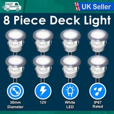WICKES 8 PIECE WHITE LED DECK LIGHT KIT 30MM IP67 12V LOW VOLTAGE PLINTH DECKING