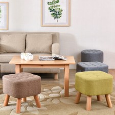 Square Footstool Linen