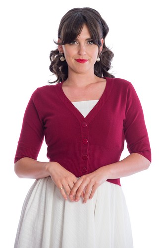 Dark red cropped button - cropped,