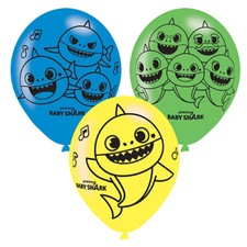 Pack of 6 Baby Shark 11 Inch Latex Balloons Birthday Party Decoration
