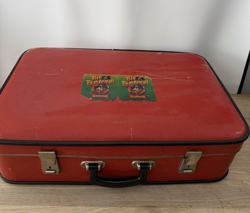 Vintage red travel suitcase - vintage,