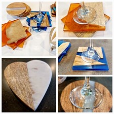 Round Wood and resin Coasters