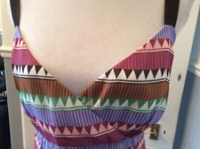 Monsoon Silk Aztec Silk Strappy Long Length 61” Dress Size Uk 18 Eu 46