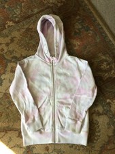 Girls zip up hoodie, age 9 from Next, white, pink & purple tie dye pattern