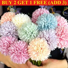 10Pcs Artificial Chrysanthemum Ball Fake Flowers Bouquet Wedding Parties Decor