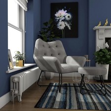 Accent Chair Stool Set Grey