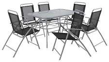 Pacific 6 Seater Folding Metal Patio Set - Black ( NO Parasol)