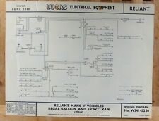 Original LUCAS Reliant Regal Mk V & 5 Cwt. Van Wiring Diagram 1959-60 W54945250