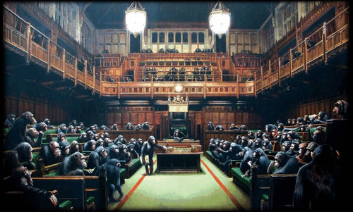 Banksy painting printed wall - banksy,