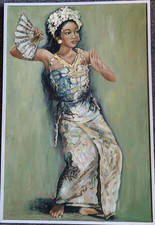 Original large oil painting on canvas of Bali dancer after Willem Gerard Hofker