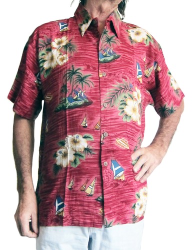 Loud hawaiian shirt dark red - shirt,,