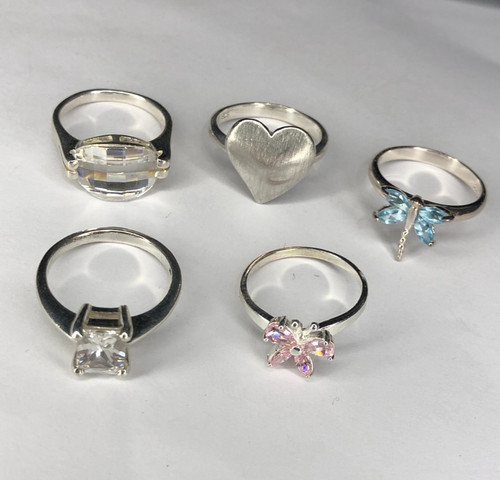 Sterling silver rings job lot - sterling,