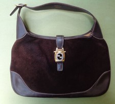 1970s GUCCI Jackie O model PURCHASED in ITALY suede handbag 10 x 16 inches